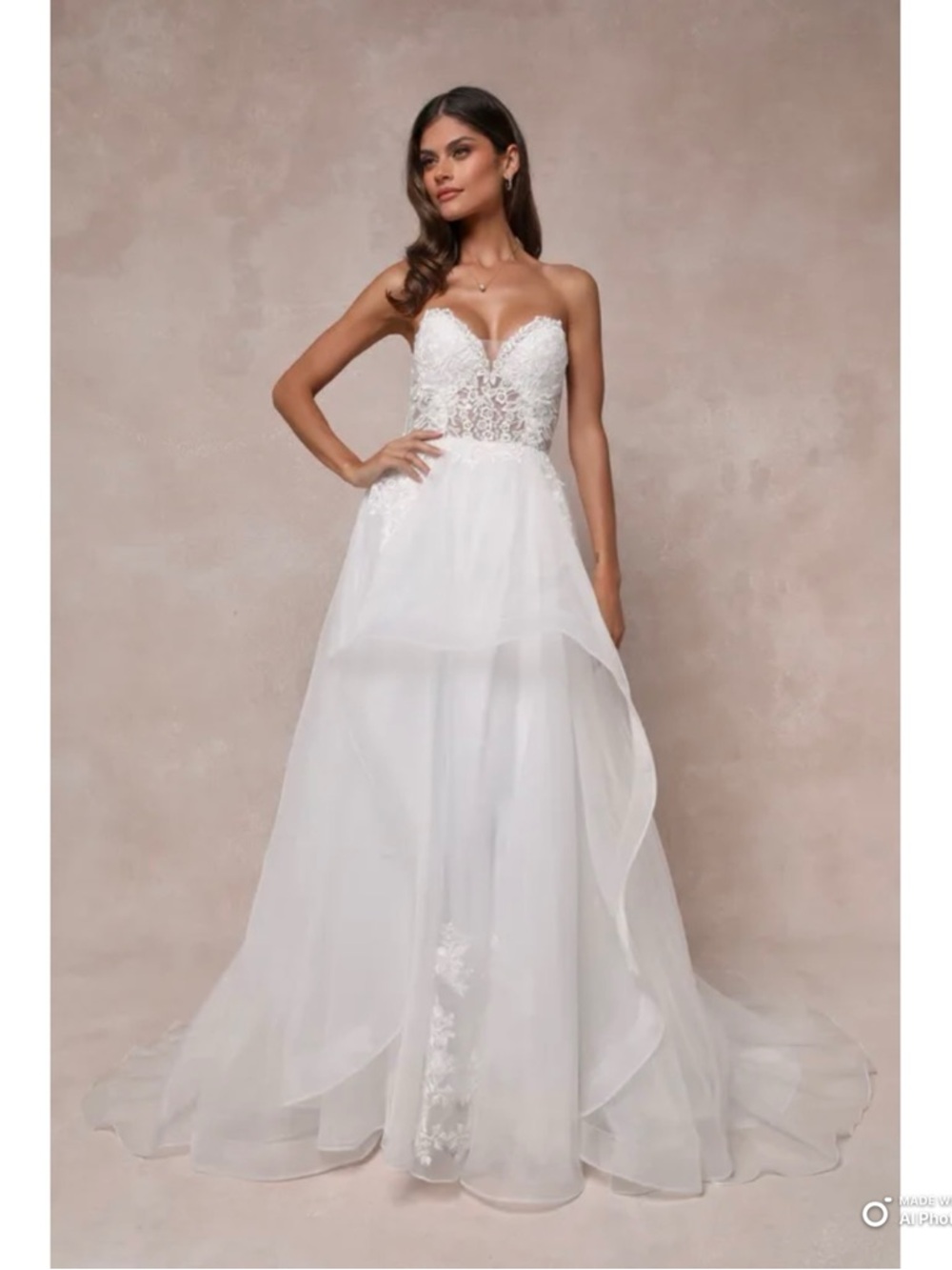 Lulus Mine All Mine White Embroidered Organza Strapless A-Line Wedding Dress